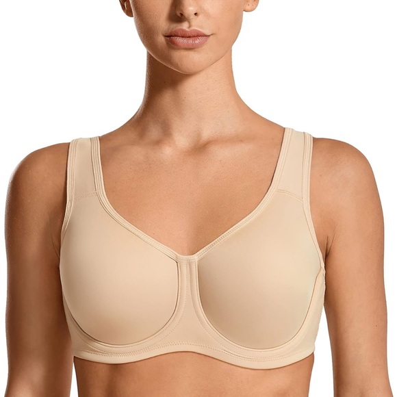 Beige Full Coverage SPORT bra - Picture 1 of 3